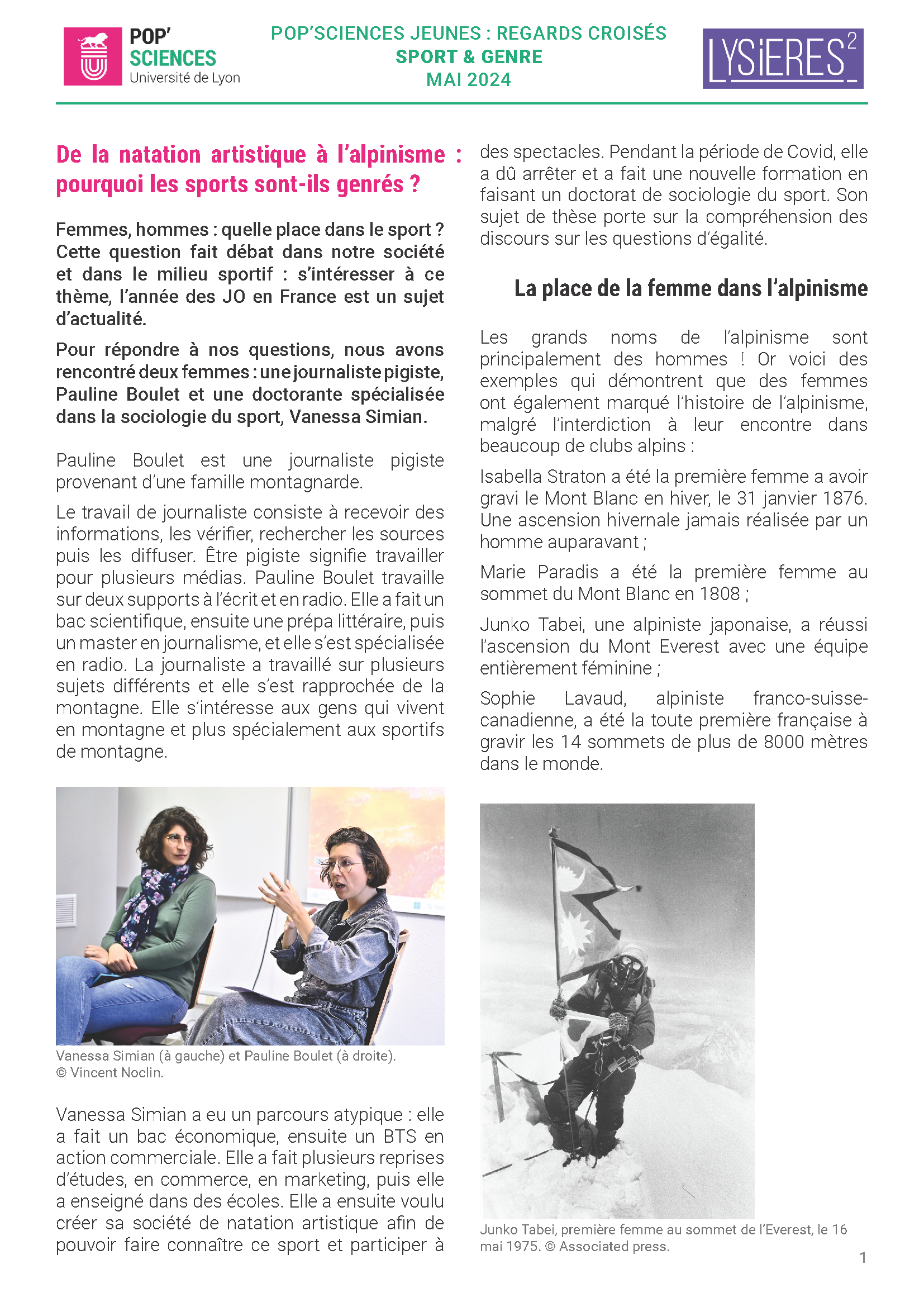 Article Pop'Sciences : regards croisés - Sport & Genre (page 1)