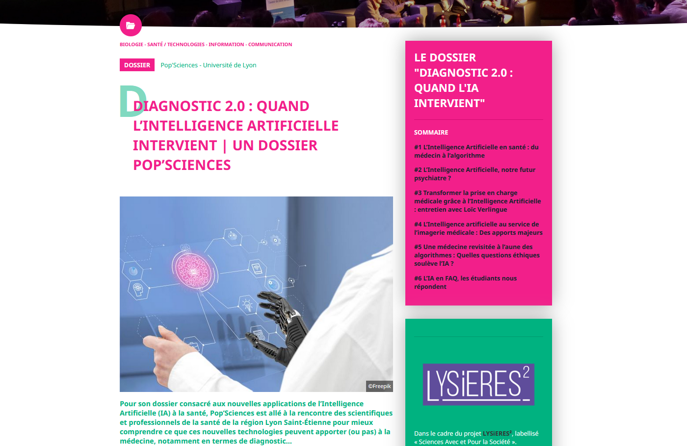 Pop sciences dossier IA et santé